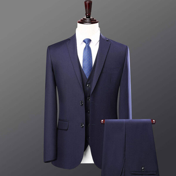3-Piece Men Suits Business Blazer Set Classic Fit Formal Suit-BLUE
