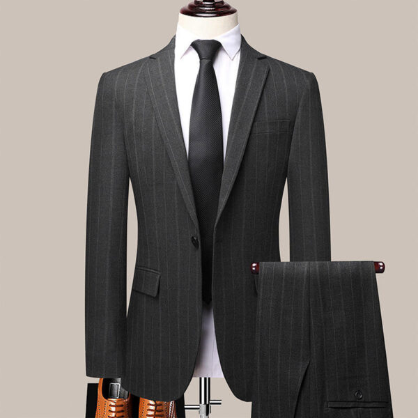 Classic Fit 2-Piece Men's Suit Jacket & Pant Set-dark gray