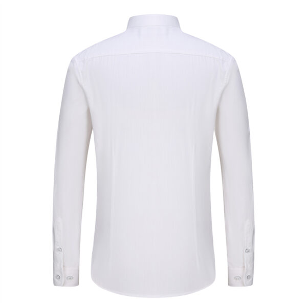 Mandarin Collar White Cotton Dress Shirt For Men-back