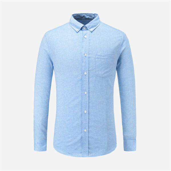 Men Long Sleeve Causal Shirt Button Down Collar
