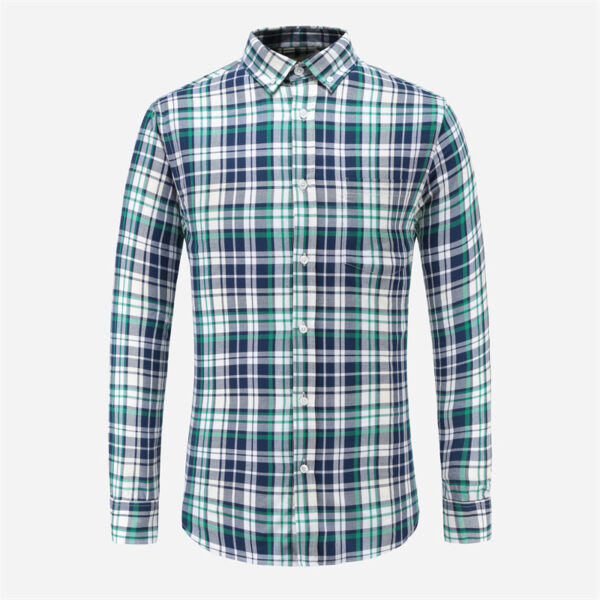 Men Long Sleeve Dress Shirt Plaid Checkered Shirt with Pocket
