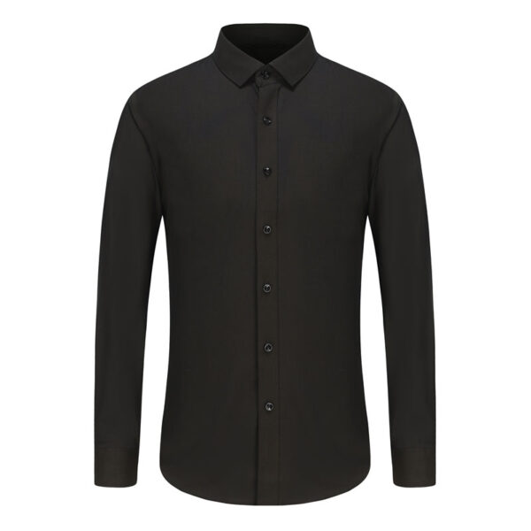 Men Solid Black Dress Shirt Oxfort Formal Shirt