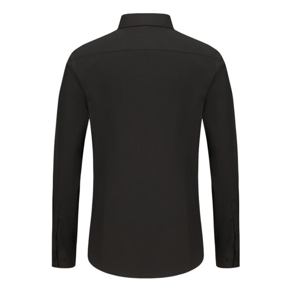 Men Solid Black Dress Shirt Oxfort Formal Shirt - Image 2
