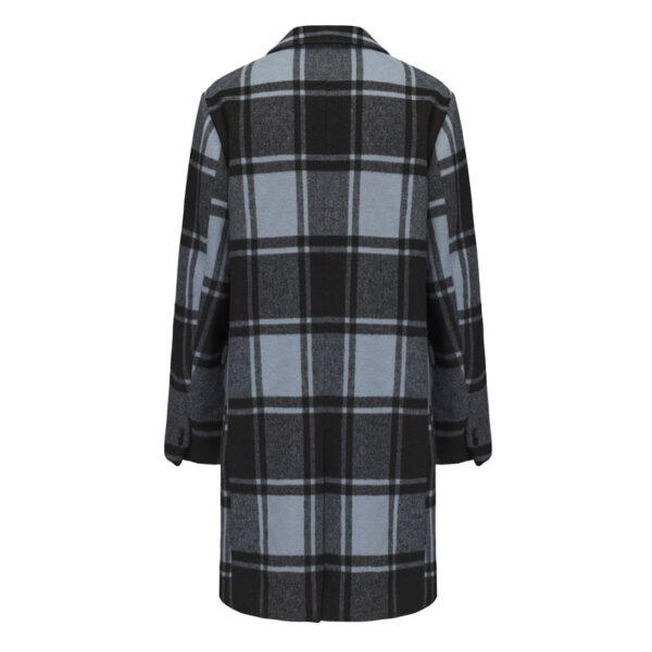 Men's Double Breasted Plaid Coat Winter Checked Overcoat-back