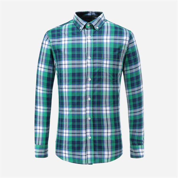 Men's Plaid Long Sleeve Dress Shirts Regular Fit Gingham Shirts