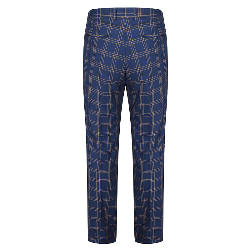 Men’s Regular Fit Plaid Dress Pants Flat Front Suit Pants-back