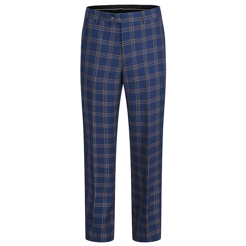 Men’s Regular Fit Plaid Dress Pants Flat Front Suit Pants