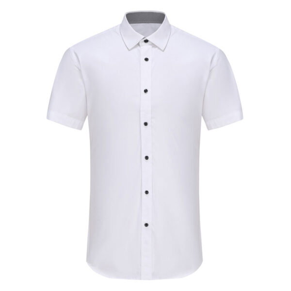 Mens White Regular Fit Short Sleeves Dress Shirt