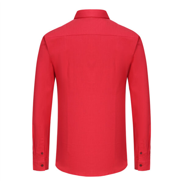 Solid Red Men's Dress Shirt Regular Fit - Image 2