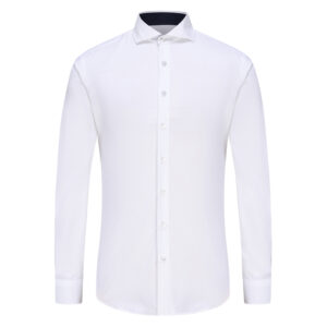 White Dress Shirt for Men with Contrasting Color Inner Collar
