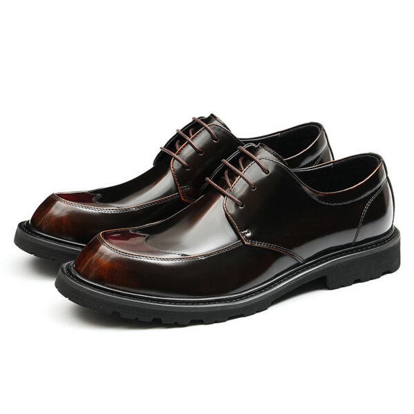 Cap Toe Men's Derby Patent Leather-blackbrown (1)