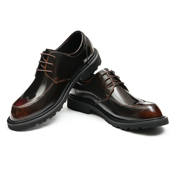 Cap Toe Men's Derby Patent Leather-blackbrown (2)