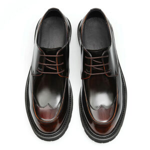 Cap Toe Men's Derby Patent Leather-blackbrown (4)