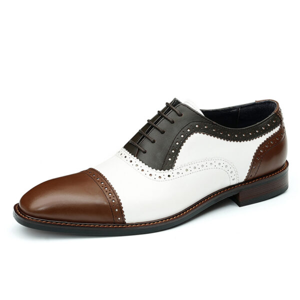 Men's Two Tone Oxfords Formal Dress Leather Cap Toe Brogues (1)