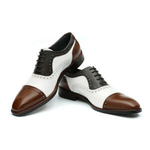 Men's Two Tone Oxfords Formal Dress Leather Cap Toe Brogues (3)