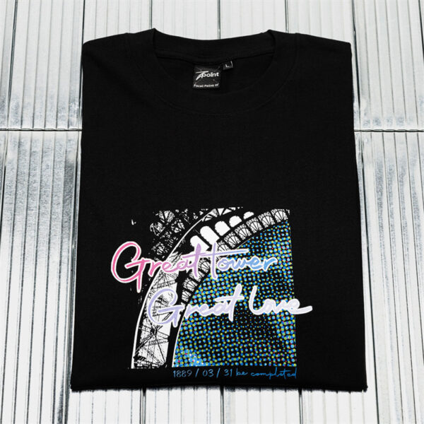 100% Cotton Short Sleeve T-Shirt Paris Eiffel Tower Design-black (3)
