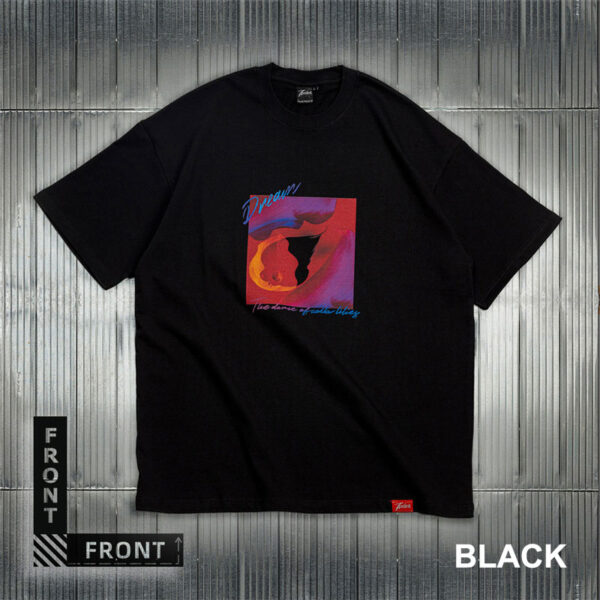 Calla Lily Digital Printing Round Neck Tee-Shirt-black (1)